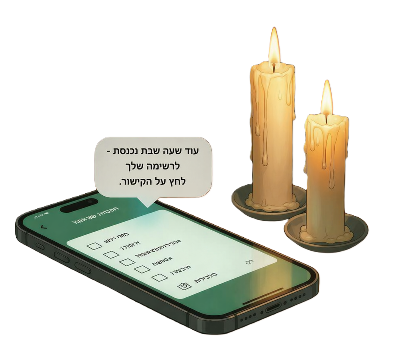 מסך טלפון עם הודעת תזכורת